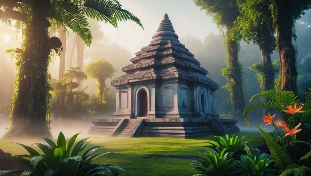 Bali, Indonesia A temple surrounded by lush greenery.