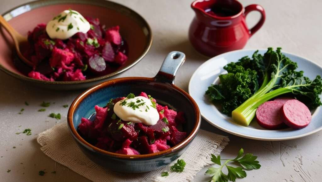 Labskaus, Grünkohl mit Pinkel, Rote Grütze