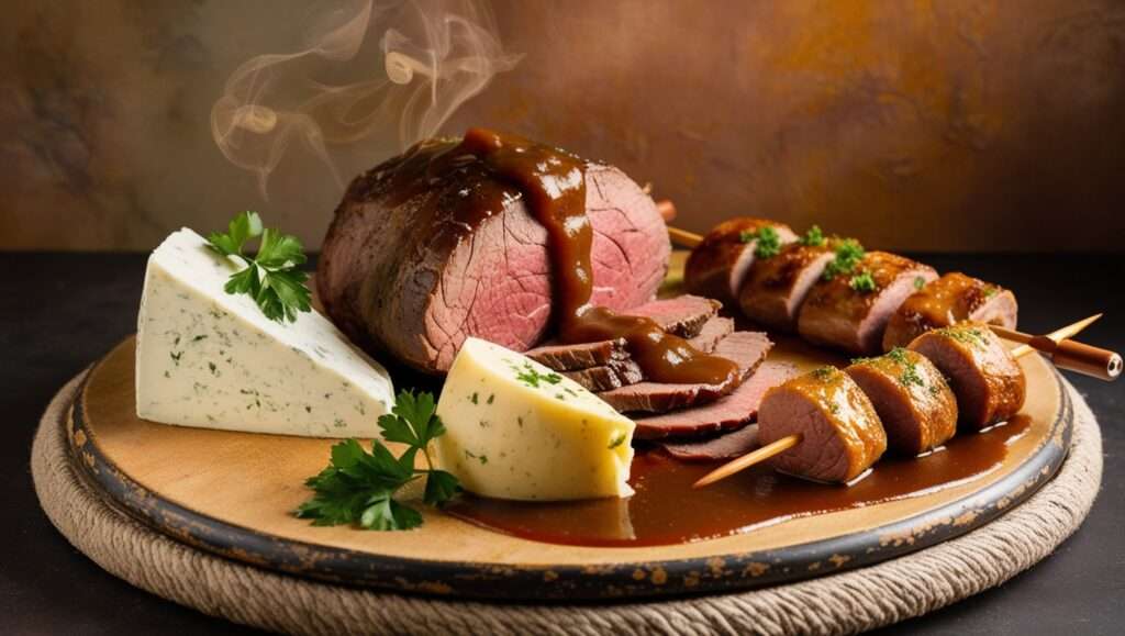 Sauerbraten recipe, Rhineland cuisine, German pot roast, Handkäs mit Musik recipe, Hessian cuisine, German cheese dish, Spießbraten recipe, Rhineland-Palatinate cuisine, German spit-roasted pork