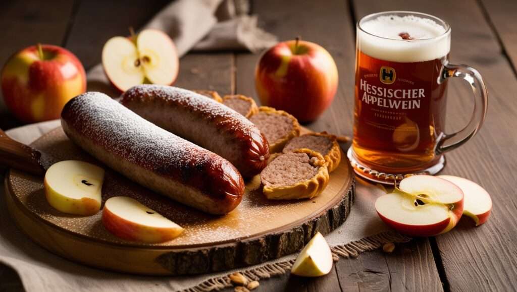 Thüringer Rostbratwurst recipe, Thuringian cuisine, German sausage, Schmandkuchen recipe, Central German cuisine, sour cream cake, Apfelwein, Hessian apple wine, German cider