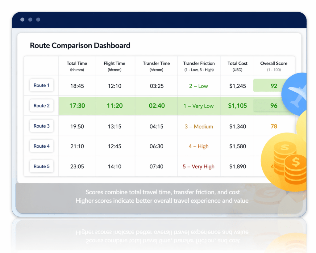 Route comparison Dashboard