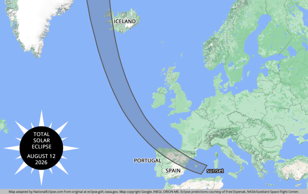 2026 total solar eclipse Europe Map