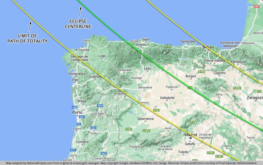 2026 total solar eclipse Spain Map